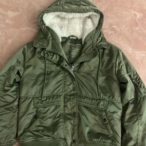 olive green puffy coat